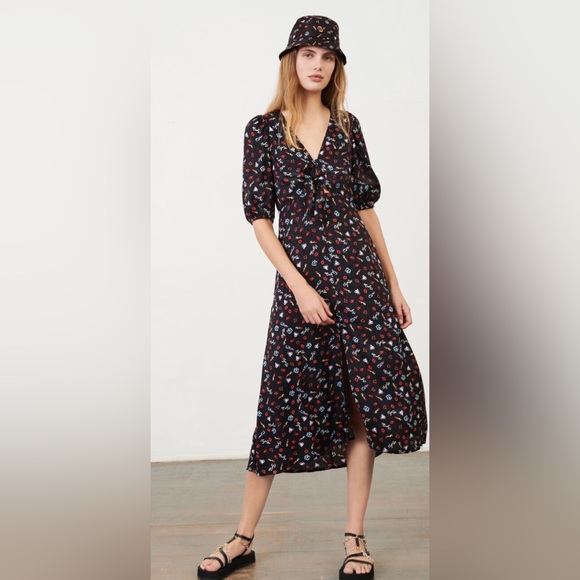 Maje Printed Jacquard Midi Dress - Picture 2 of 7